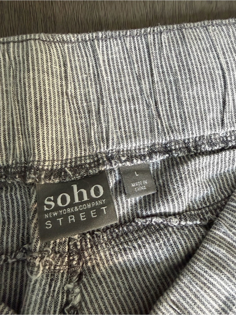 NY&C Soho Linen Blend Striped Pull On Pants Large - Picture 2 of 6